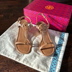 Tory Burch Miller Wedge Sandal. Dusty Cypress. Size 7.5. 60mm heel